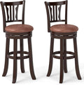 COSTWAY 30" Bar Height Stools Set of 2, Swivel High-Top Chairs with Backrest & Faux Leather Padded Seat, Rubber Wood Counter Barstools with Footrest for Kitchen Islands, Dining Room, Pub (2,30'')
