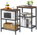 VECELO Tall End Side Tables,30" Height Nightstand with 3-Tier Storage Shelf for Bedroom Living Room, Easy Assembly,Industrial Style, Brown