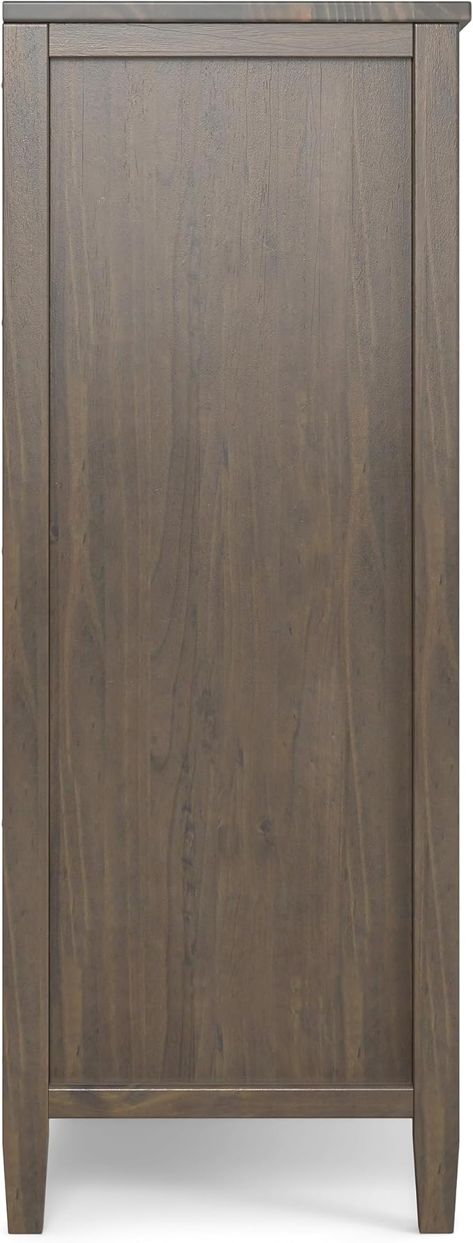 SIMPLIHOME Ela Solid Wood 39 inch Wide Transitional Medium Storage Cabinet in Smoky Brown for The Living Room, Entryway and Family Room
