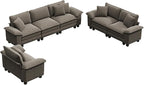 PHI VILLA Cloud Modular Couches Sets, 3 Pieces Large Sectional Sofa Set with Loveseats & Single Sofa, 6-Seater Upholstered Couch for Living Room, Chenille Fabric, Smoky Grey