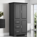 Merax 62.2" Wide Storage Cabinet Pantry Cupboard with Doors and Drawers for Home Kitchen, Bathroom and Living Room, Adjustable Shelf, Black