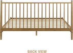 NTC Inno Wooden Bed Frame with Headboard, Solid Oak and Rubber Wood Foundation with Silent Slats and Wood Central Supports, 1000 Lb Capacity, Effortless Assembly, King - Teak Look