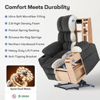 Tami Tami Dual Motor Power Lift Chair Recliner for Elderly with Massage and Heat, Infinite Position Electric Lift Recliner with Adjustable Headrest, USB (T6015 - Plush Fabric, Medium, Dark Gray)