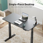 3 Stages Dual Motor Electric Standing Desk with One Piece Desktop, 48 x 24 Inch Adjustable Height Sit to Stand Up Desk for Home Office, Work & Study, Black Frame & Black Desktop (2 Packages)
