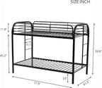 Bunk Bed Twin Over Twin Metal Bunk Bed w/Full-Length Guardrail & Side Ladder, Low Metal Bed Frame for Teens, Girls, Boys, Adults,No Box Spring Needed (C Black)