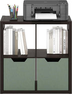 Furinno CUBICLE Book Shelf, 4-Cube Bookself, Thick Frame Bookcase with Reversible Open Back, 14.6 x 30 x 30, for Living Room, Bedroom, Home Office, Black Dark Oak