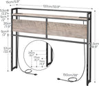 HOOBRO Full Size Headboard, Headboard with 2 Outlets and 4 USB Ports, Adjustable Height, Storage Rack, Sturdy and Stable, Easy Assembly, Greige and Black