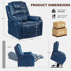 EONIX Triple Motor Lay Flat Power Lift Recliner Chair for Elderly with Massage, 400lbs Electirc Lift Chair for Living Room, Independent Adjustable Backrest Headrest, Entended Footrest, Navy Blue