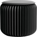 Folding Stool - 12Inch Home Furniture 660lb Load Capacity Foldable Paper Stool - Eco-Friendly Kraft Paper Honeycomb Design,Foldable to 1.2",Brown Modern Minimalist Stool for Living Room(Black)
