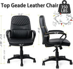 CLATINA Office Chair - Mid Back Leather Computer Desk Chair with Wheels, Ergonomic Executive Swivel Chair with Lumbar Support, Armrest for Home Office Black, 8 Pack