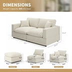Modern Sectional Linen Cloud Couch for Living Room Loveseat Modular Filled-Down Sofas, Detachable Couch Cushion Covers,Cozy Feather Down Sofa for Apartment Beige