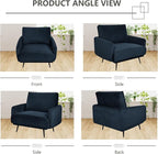 Oversized Accent Chair for Living Room Chairs Reading Arm Chair Comfy Modern Single Sofa Side Chairs with Metal Legs & Soft Cushion for Bedroom, Waiting Room (Velvet Navy Blue, Set of 2)