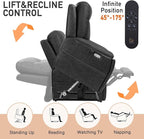 EONIX Triple Motor Lay Flat Power Lift Recliner Chair for Elderly, 400lbs Electirc Lift Chair for Living Room, Independent Adjustable Lumbar, Extended Footrest, Hidden Cup Holders, Charcoal Black
