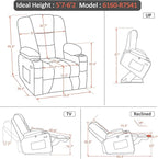MCombo Oversized Power Lift Recliner Chair with Massage and Heat for Big and Tall Elderly People, Cup Holders, USB Ports, Side Pockets, Faux Leather R7541 (Beige, Large-Oversize)