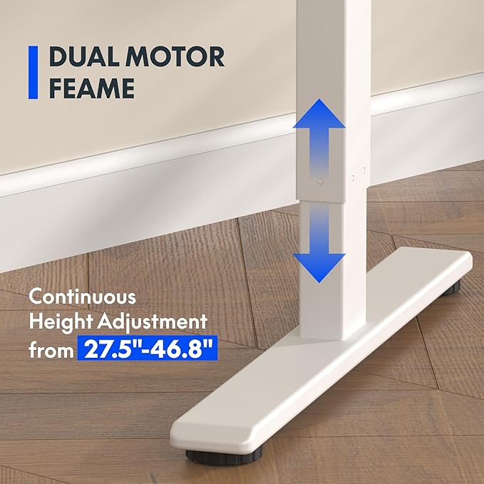 FLEXISPOT E3 Dual Motor Electric Standing Desk 55x28 Inch Whole-Piece Board Height Adjustable Electric Sit Stand Desk (White Frame + Mahogany Desktop, 2 Packages)