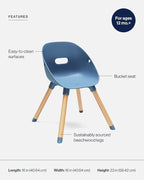 Lalo The Play Chair - Wooden & Non-Toxic Plastic Toddler Chair - Sturdy Bucket Seat, Easy to Clean, Up to 200 lb. Weight Capacity, Set of 2 - Blueberry