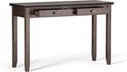 SIMPLIHOME Artisan Console Table - 46 Inch Wide Solid Wood Sofa Table in Natural Aged Brown, Transitional Storage Table for Entryway or Living Room with 2 Drawers and Clean Angle-Edged Top