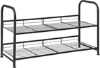 SONGMICS Shoe Rack, 2 Tier Shoe Organizer for Closet, Holds up to 8 Pairs of Shoes, Shoe Rack for Front Door Entrance, Metal Shoe Shelf with Adjustable Tilt Angle, for Entryway, Garage, Black