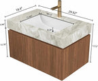Bathroom Vanity with Sink 30 Inch, Floating Bathroom Vanity Sink Cabinet with Drawer and Door, Undermount Sink & Light Gray Sintered Stone Top, Pre-Assembled, Espresso