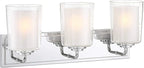 Possini Euro Design Mabelle Modern Wall Light Chrome Silver Hardwired 22 1/2" Wide 3-Light Fixture Mounted Clear Seedy Outer Frosted Glass Inner Bathroom Vanity Mirror House Home Hallway Room Decor