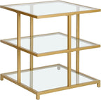 Henn&Hart 22" Wide Square Side Table in Brass, for Home, Living Room, Bedroom, Entertainment Room, Office