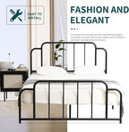 PINJU Metal Platform Bed Frame with Headboard and Footboard, Classic Style, Sturdy Metal Slats, No Box Spring Needed, Easy Installation (Black, Full)