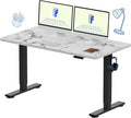 FLEXISPOT EN1 Whole Piece Standing Desk 55 x 28 Inches Stand Up Desk Workstation Home Office Computer Height Adjustable Desk (Black Frame + Marble Gray Top, 2 Packages)