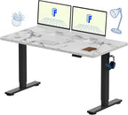 FLEXISPOT EN1 Whole Piece Standing Desk 55 x 28 Inches Stand Up Desk Workstation Home Office Computer Height Adjustable Desk (Black Frame + Marble Gray Top, 2 Packages)