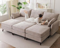 104'' Modular Sectional Sofa with All Seats Storage, Oversized Sleeper Sofa Bed for Living Room,3-Seater Comfy Cloud Couches with Movable Ottoman,Big Sectional for Bedroom,Velet,Khaki