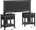 Bush Home 65-inch Full/Queen Headboard with 2 Nightstands, Bedroom Furniture, Camille Collection, Onyx Birch