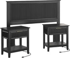 Bush Home 65-inch Full/Queen Headboard with 2 Nightstands, Bedroom Furniture, Camille Collection, Onyx Birch