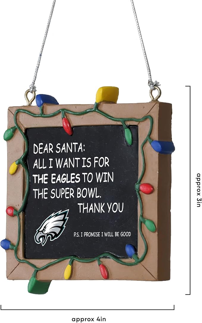NFL Resin Holiday Christmas Chalkboard Sign Ornament