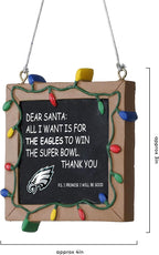 NFL Resin Holiday Christmas Chalkboard Sign Ornament