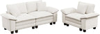 PHI VILLA Cloud Modular Couches Sets, 2 Pieces Sectional Sofa Set with Loveseat, 3-Seater Comfy Couch for Living Room Small Spaces, Chenille Corduroy Dual Fabric, Beige