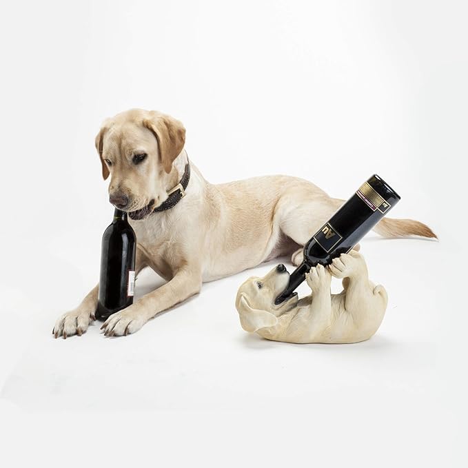 True Lab Playful Pup Bottle Holder for Kitchen Table, Wine Rack Countertop, Tabletop Wine Rack, Wine Bottle Holder Decorative, Wine Decor, Set of 1
