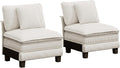PHI VILLA Cloud Oversized Sectional Sofas, 2 Armless Sofas with Deep Seat for Living Room Reading Nook, Chenille Corduroy Dual Fabric, Beige
