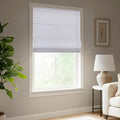 Madison Park Galen Matte White Cordless Roman Shades - Fabric Privacy Single Panel Darkening, Energy Efficient, Thermal Insulated Window Blind Treatment, for Home, Living Room Decor, 34" W x 64" H