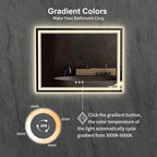 LED Mirror for Bathroom, 48x36 Inch Gradient Front and Backlit Bathroom Mirror, 3 Colors Dimmable CRI>90 Double Lights, IP54 Enhanced Anti-Fog, Hanging Plates Wall Mount LED Vanity Mirror