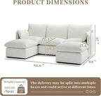 Waterproof Cloud Sectional Couches for Living Room,High Backrest Down Filled Couch,5 Seater Oversized Modular U-Shaped Sofas,Detachable Sofa Covers,Cream White