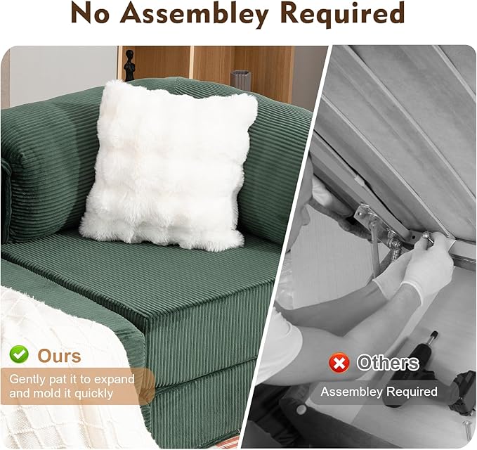 108" L Shaped Couch, Modular Sectional Sofa with Chaise, Cloud Boneless Couch with Deep Seat & Removable Pillow for Living Room, Bedroom,No Assembly Required（Dark Green）