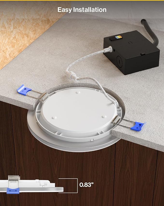 Sunco 6 Inch LED Recessed Light with Night Light, Canless Recessed Lighting, 1500 LM, 15W (150W Equivalent), Selectable CCT 2700K/3000K/4000K/5000K/6000K, Dimmable, with Junction Box 4 Pack.