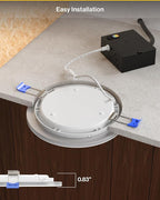 Sunco 6 Inch LED Recessed Light with Night Light, Canless Recessed Lighting, 1500 LM, 15W (150W Equivalent), Selectable CCT 2700K/3000K/4000K/5000K/6000K, Dimmable, with Junction Box 4 Pack.