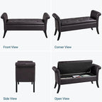 Yaheetech Ottoman with Storage, 52" PU Leather Storage Ottoman Bench with Safety Hinge, Upholstered Bench with Seating for Bedroom, Living Room, Holds up to 661 lb, Dark Brown