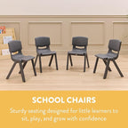 Stackable School Chairs, 14", Kids Furniture, Grey, 4-Pack
