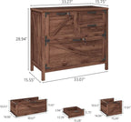 Lateral File Cabinet with 4 Drawers, Farmhouse File Cabinet for Letter/Legal/A4 Size Hanging Files, Large Wood File Storage Cabinets Printer Stand for Home Office Cabinets, Brown with Lock