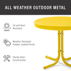 Crosley Furniture Griffith Weather Resistant Retro Metal Outdoor Side Table for Patio, Deck, Porch, Yellow