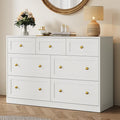RoyalCraft 7 Drawer Dresser, 47'' Wide Modern Chest of Drawers with Gold Knobs, Wooden TV Stand Storage Organizer for Bedroom, Living Room, Entryway, White