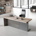 70.87 Inch Modern Executive Office Desk, Computer Writing Desk for Home Office, Business Furniture Workstation Stainless Steels Sturdy Frame 1.97IN Thick Desktop(Right, 70.87×35.5×30 in)