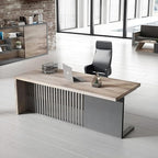 70.87 Inch Modern Executive Office Desk, Computer Writing Desk for Home Office, Business Furniture Workstation Stainless Steels Sturdy Frame 1.97IN Thick Desktop(Right, 70.87×35.5×30 in)