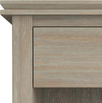 SIMPLIHOME Artisan Bedside Table - 24 inch Wide Solid Wood Nightstand Table in Distressed Grey, Contemporary Bedroom Side or End Table with 1 Drawer, Open Shelf Storage and Bronze Knobs